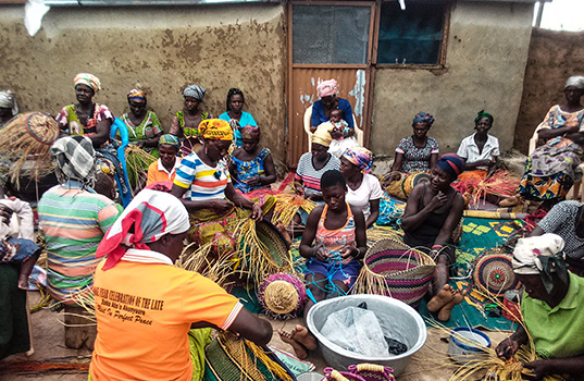 Dorcas trains women in basket weaving skills
