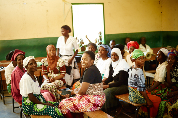 A meeting of Mother Support Group and Camfed representatives at Jessey’s school