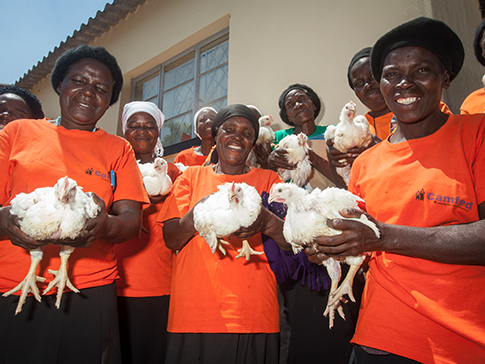 Camfed Matsine Mother Support Group with chickens