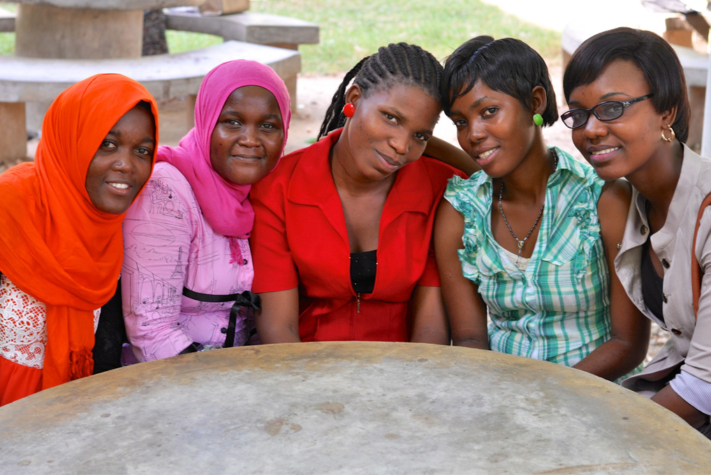 Mary with her friends at university