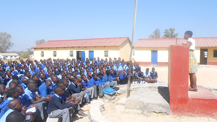 Natasha inspiring students at her former school in Buhera District, Zimbabwe