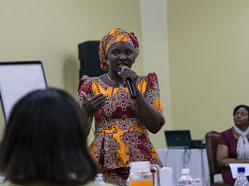 Ruka leading the CAMFED Association in Ghana