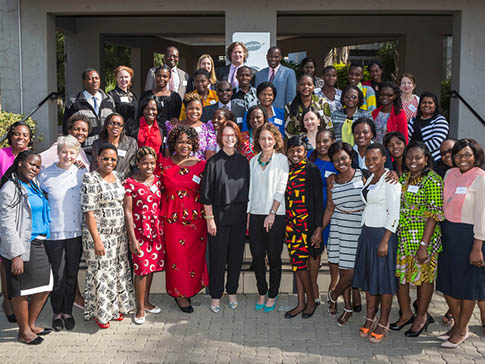 Lucy Lake with members of the CAMFED alumnae network