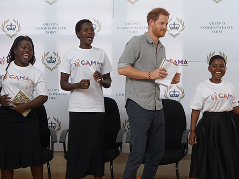 The Duke of Sussex dances with Fatima, Luwiza and Rose