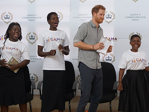 The Duke of Sussex dances with Fatima, Luwiza and Rose The Duke of Sussex dances with Fatima, Luwiza and Rose