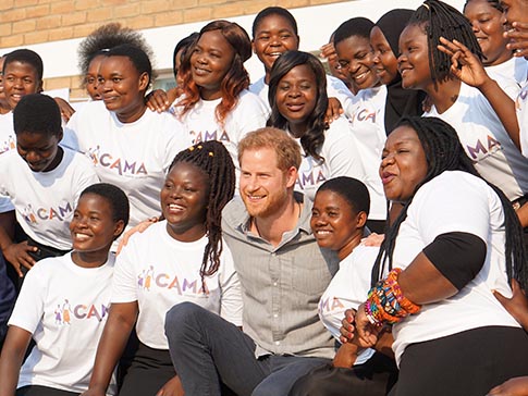 Prince Harry with CAMFED Association leaders in Malawi