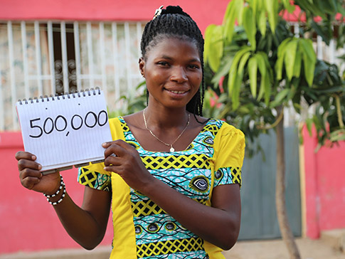 Dorcas aims to reach 500,000 women and girls through her community work. Dorcas aims to reach 500,000 women and girls through her community work.