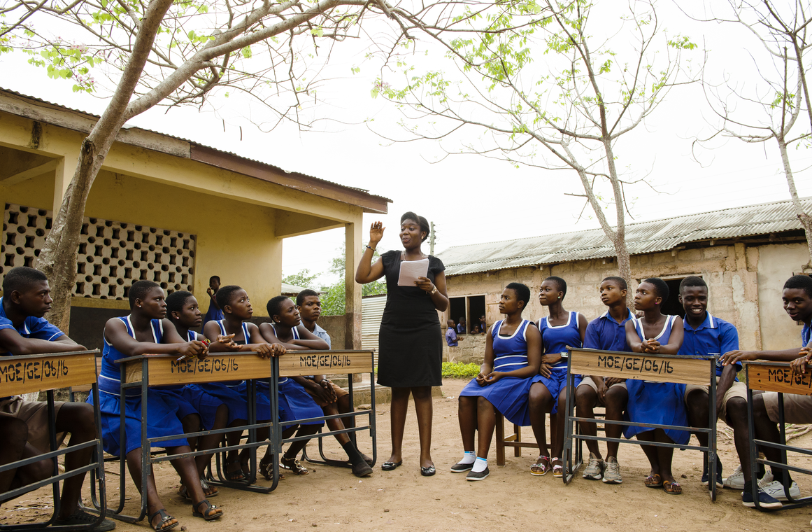 CAMFED alumna Francisca mentoring students in rural Ghana
